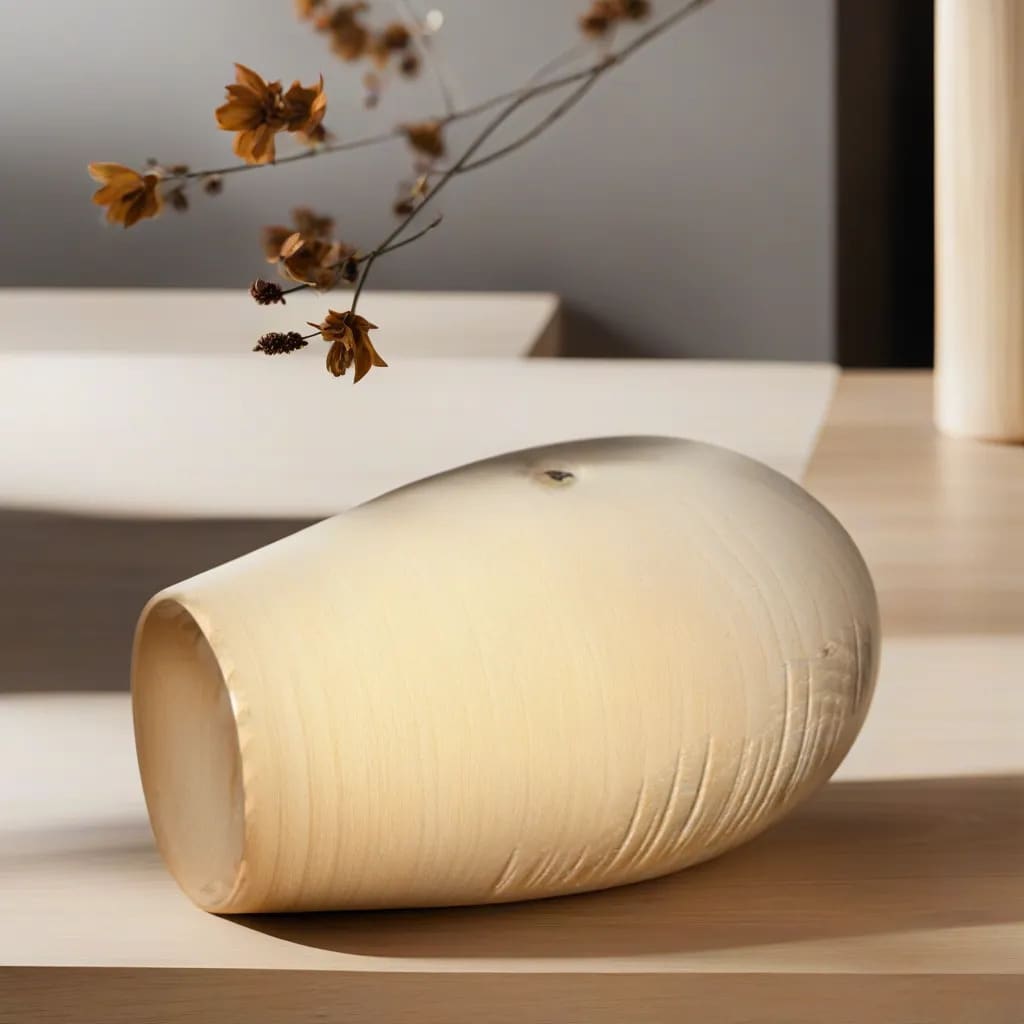 Semi-textured ash wood vase